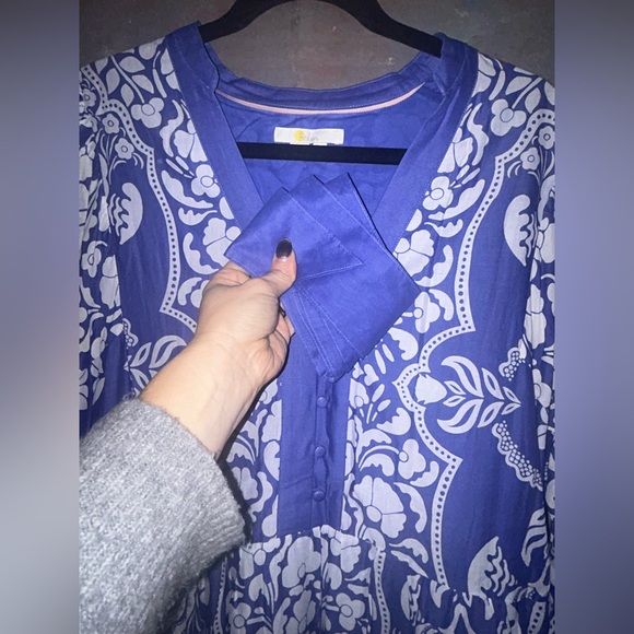 Boden Blue and White Long Sleeve Dress size 12 us - Picture 2 of 5